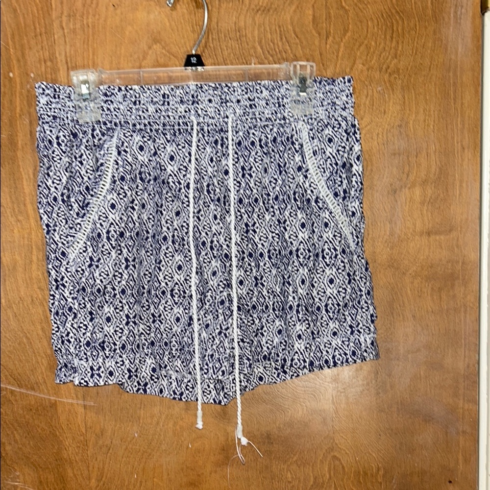Navy and White Patterned Shorts